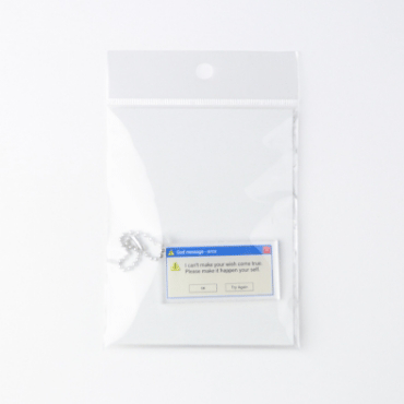 アクリルキーホルダー制作見本-エラーウィンドウアクキーの袋詰め+台紙（表）
