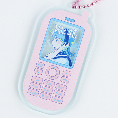 アクリルキーホルダー制作見本-ガラケーアクキーの本体の印刷面アップ（表）