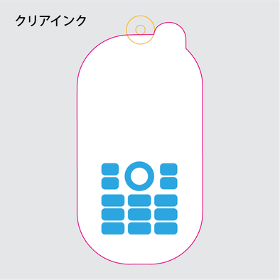 アクリルキーホルダー制作見本-ガラケーアクキーのクリアインクデータ