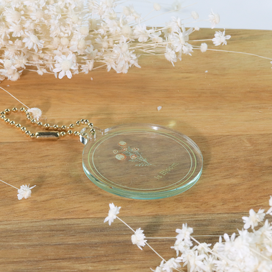 アクリルキーホルダー制作見本-ガラスチャームの使用シーン