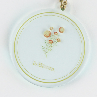 アクリルキーホルダー制作見本-ガラスチャームの印刷面アップ（表）