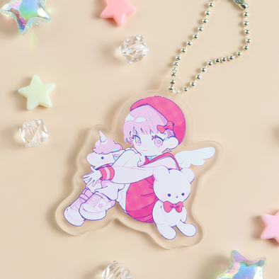 アクリルキーホルダー制作見本-ゆめかわイラストアクキーの使用シーン