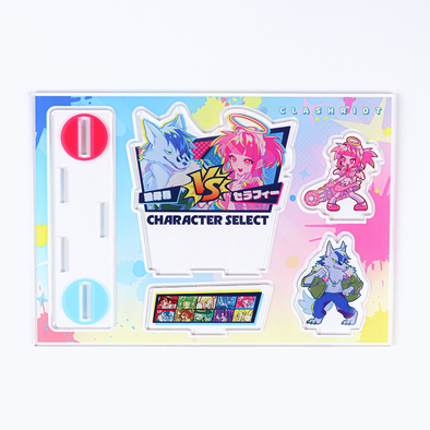 アクリルジオラマ制作見本-格闘ゲーム風アクリルジオラマの印刷面アップ（表）