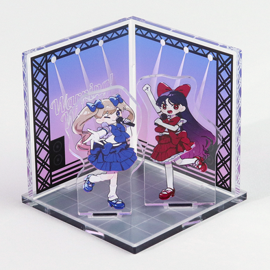 アクリルジオラマ制作見本-ライブステージジオラマセットの組み立て前（表）