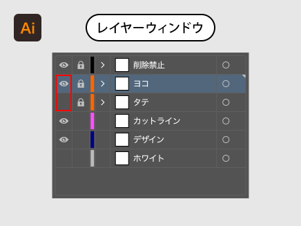アクリルオブジェクトのデータ作成-1.デザインするレイヤーを表示 Illustrator
