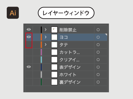 アクリルパネルのデータ作成・デザインするレイヤーを表示 Illustrator