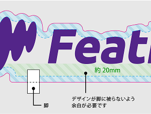 デザインが脚に被らないように余白を確保
