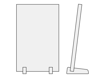 本体サイズ250x400mmのアクリルオブジェを縦向きに飾った場合のサイズ感