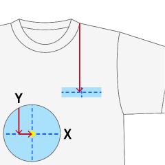 Tシャツのプリント位置・胸-横長（H約2～4cm）