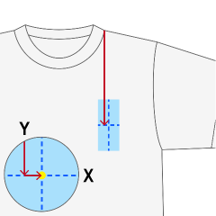 Tシャツのプリント位置・胸-縦長（W約3～5cm）