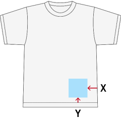 Tシャツのプリント位置・下合わせ-ワンポイント