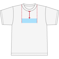 Tシャツのプリント位置・前面-中-上部（首リブの幅以内）