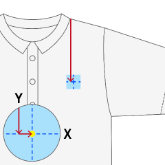 ポロシャツのプリント位置・胸-ワンポイント（約5㎠以内）