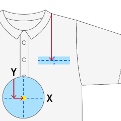 ポロシャツのプリント位置・胸-横長（H約2～4cm）