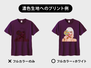 ホワイトインクがない場合の濃色生地へのプリント例