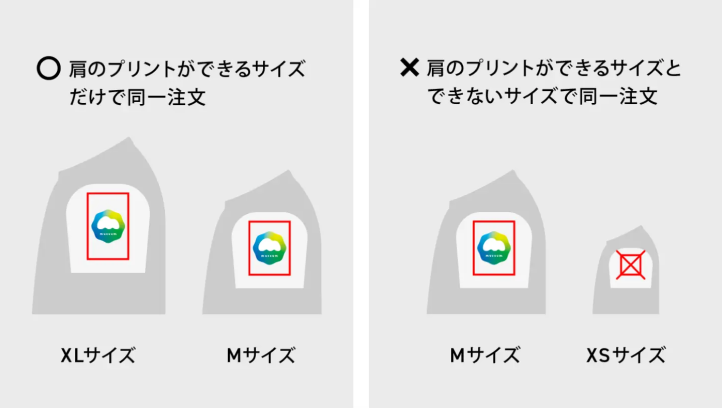 袖のプリントの制限